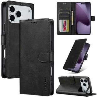LC.IMEEKE Calf Texture Horizontal Flip Leather Case For iPhone 17 Pro(Black)