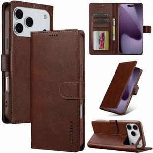 LC.IMEEKE Calf Texture Horizontal Flip Leather Case For iPhone 17 Pro Max(Brown)