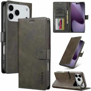 LC.IMEEKE Calf Texture Horizontal Flip Leather Case For iPhone 17 Pro Max(Grey)