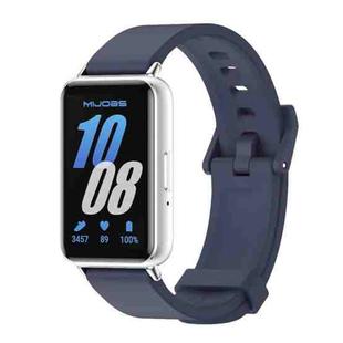 For Samsung Galaxy Fit 3 Mijobs Silicone Watch Band(Midnight Blue+Silver)