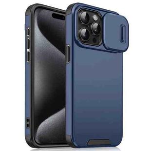 For iPhone 15 Pro Max Sliding Camshield TPU + PC Phone Case(Blue)