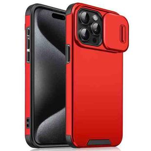 For iPhone 15 Pro Max Sliding Camshield TPU + PC Phone Case(Red)