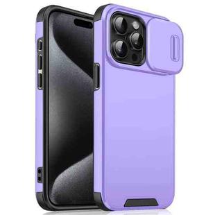For iPhone 15 Pro Max Sliding Camshield TPU + PC Phone Case(Purple)