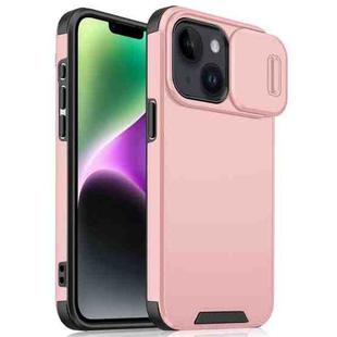 For iPhone 15 Plus / 14 Plus Sliding Camshield TPU + PC Phone Case(Pink)