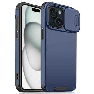 For iPhone 15 Sliding Camshield TPU + PC Phone Case(Blue)