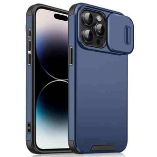 For iPhone 14 Pro Max Sliding Camshield TPU + PC Phone Case(Blue)