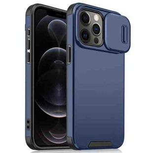 For iPhone 12 Pro Max Sliding Camshield TPU + PC Phone Case(Blue)