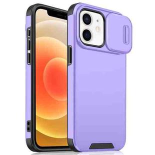 For iPhone 12 / 12 Pro Sliding Camshield TPU + PC Phone Case(Purple)