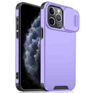 For iPhone 11 Pro Max Sliding Camshield TPU + PC Phone Case(Purple)