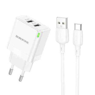 BOROFONE BN15 Dual USB Charger with 1m USB to Type-C Cable, EU Plug(White)