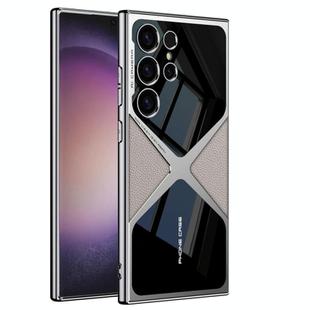 For Samsung Galaxy S25 Ultra 5G GKK Leather Electroplating Supersonic Speed Shockproof Phone Case(White)