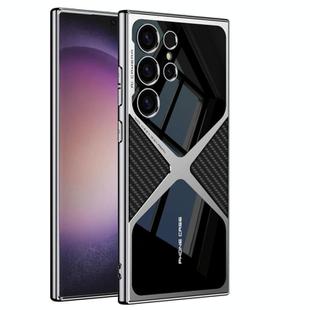 For Samsung Galaxy S25 Ultra 5G GKK Leather Electroplating Supersonic Speed Shockproof Phone Case(Carbon Fibre)
