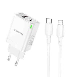 BOROFONE BN16 PD45W Type-C and USB Charger with 1m Type-C to 8 Pin Cable, EU Plug(White)