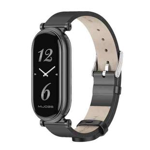 For Xiaomi Mi Band 8 Mijobs GT4 First Layer Cowhide Watch Band(Black)