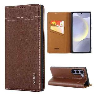 For Samsung Galaxy S24 5G GEBEI Top-grain Horizontal Flip Leather Phone Case(Brown)