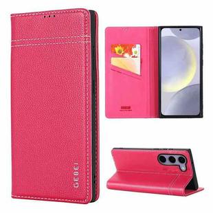 For Samsung Galaxy S24 5G GEBEI Top-grain Horizontal Flip Leather Phone Case(Rose Red)