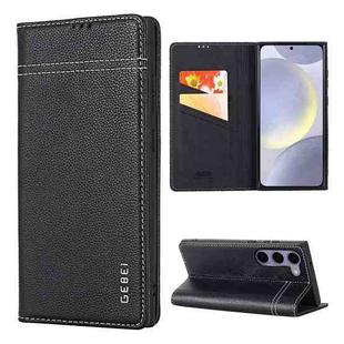 For Samsung Galaxy S24+ 5G GEBEI Top-grain Horizontal Flip Leather Phone Case(Black)