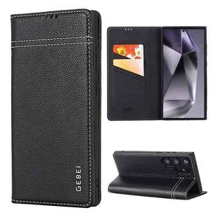 For Samsung Galaxy S24 Ultra 5G GEBEI Top-grain Horizontal Flip Leather Phone Case(Black)