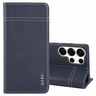 For Samsung Galaxy S25 Ultra 5G GEBEI Top-grain Horizontal Flip Leather Phone Case(Blue)