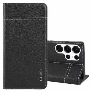For Samsung Galaxy S25 Ultra 5G GEBEI Top-grain Horizontal Flip Leather Phone Case(Black)