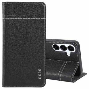 For Samsung Galaxy S25+ 5G GEBEI Top-grain Horizontal Flip Leather Phone Case(Black)