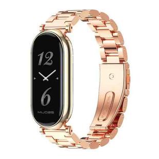 For Xiaomi Mi Band 8 Mijobs GT4 Three Beads Metal Watch Band(Rose Gold)