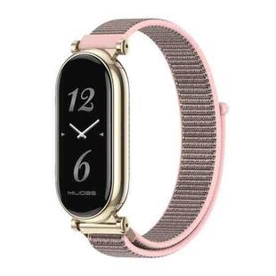 For Xiaomi Mi Band 8 / 9 / 9 NFC Mijobs GT4 Breathable Nylon Loop Watch Band(Pink Light Gold)