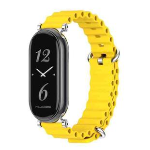 For Xiaomi Mi Band 8 / 9 / 9 NFC Mijobs GT4 Marine Silicone Breathable Watch Band(Yellow Silver)