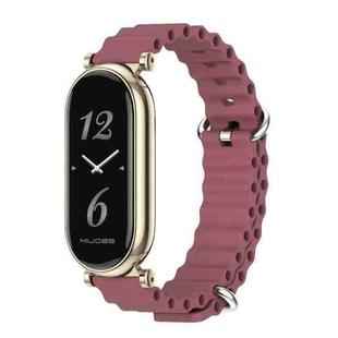 For Xiaomi Mi Band 8 Mijobs GT4 Marine Silicone Breathable Watch Band(Wine Red Light Gold)