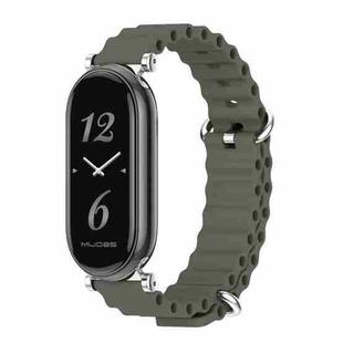 For Xiaomi Mi Band 8 Mijobs GT4 Marine Silicone Breathable Watch Band(Khaki Green Silver)