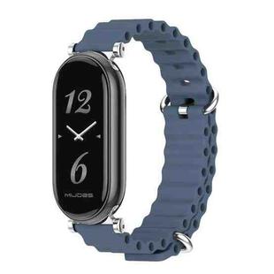 For Xiaomi Mi Band 8 Mijobs GT4 Marine Silicone Breathable Watch Band(Dark Blue Silver)