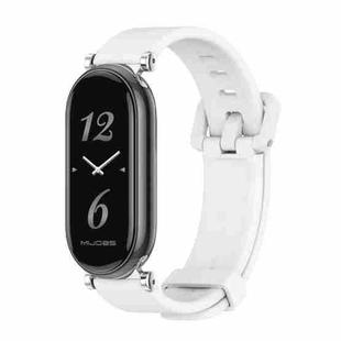 For Xiaomi Mi Band 8 Mijobs GT4 Silicone Breathable Watch Band(White Silver)