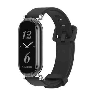 For Xiaomi Mi Band 8 Mijobs GT4 Silicone Breathable Watch Band(Black Silver)