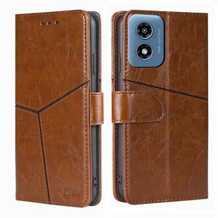 For Motorola Moto G Play 4G 2024 Geometric Stitching Leather Phone Case(Light Brown)