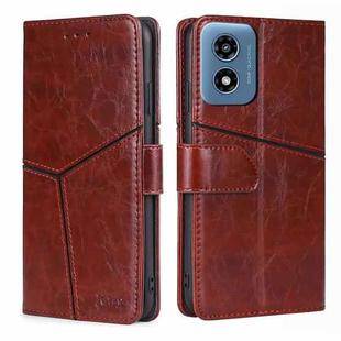 For Motorola Moto G Play 4G 2024 Geometric Stitching Leather Phone Case(Dark Brown)