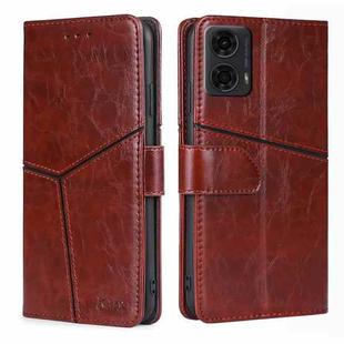 For Motorola Moto G24 4G Geometric Stitching Leather Phone Case(Dark Brown)
