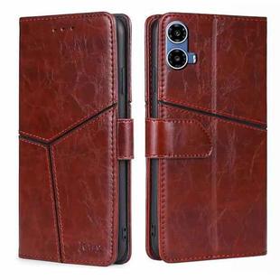 For Motorola Moto G34 5G Geometric Stitching Leather Phone Case(Dark Brown)