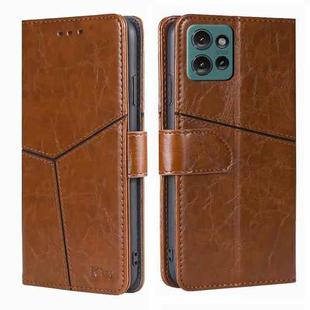 For Motorola Edge 50 5G Geometric Stitching Leather Phone Case(Light Brown)