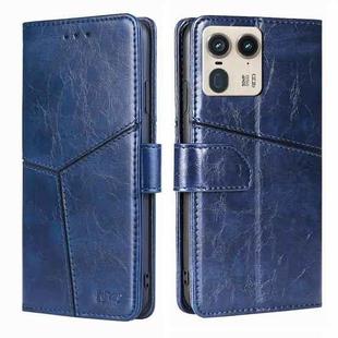 For Motorola Edge 50 Ultra Geometric Stitching Leather Phone Case(Blue)