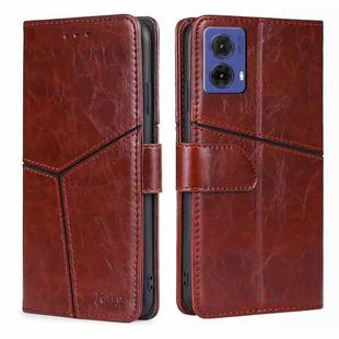 For Motorola Moto G85 5G Geometric Stitching Leather Phone Case(Dark Brown)