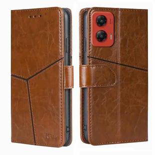 For Motorola Moto G Stylus 5G 2024 Geometric Stitching Leather Phone Case(Light Brown)