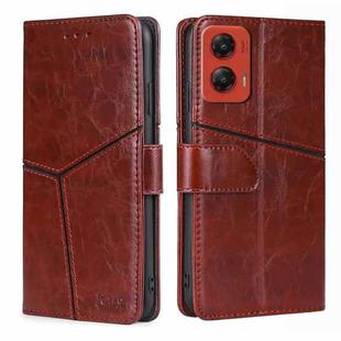 For Motorola Moto G Stylus 5G 2024 Geometric Stitching Leather Phone Case(Dark Brown)