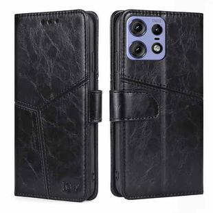 For Motorola Edge 50 Pro 5G Geometric Stitching Leather Phone Case(Black)