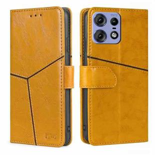 For Motorola Edge 50 Pro 5G Geometric Stitching Leather Phone Case(Yellow)