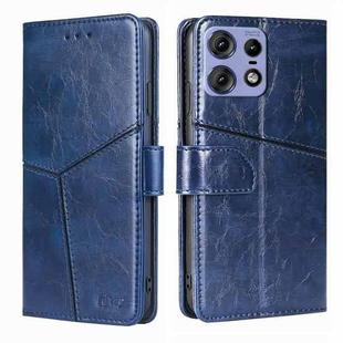 For Motorola Edge 50 Pro 5G Geometric Stitching Leather Phone Case(Blue)