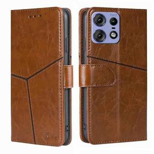 For Motorola Edge 50 Pro 5G Geometric Stitching Leather Phone Case(Light Brown)