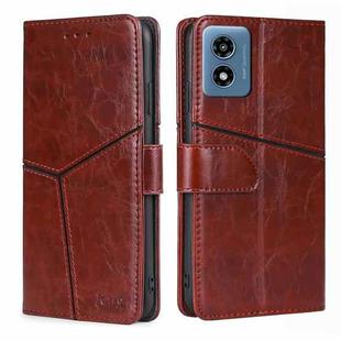 For Motorola Moto G 5G 2024 Geometric Stitching Leather Phone Case(Dark Brown)