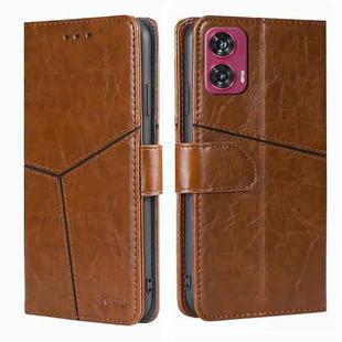 For Motorola Edge 50 Fusion 5G Geometric Stitching Leather Phone Case(Light Brown)