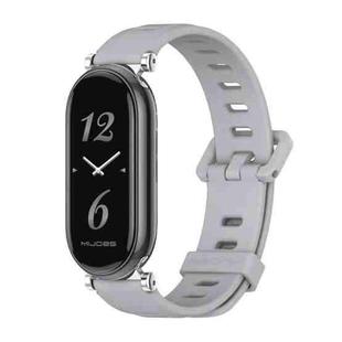 For Xiaomi Mi Band 8 Mijobs GT4 Flat Hole Silicone Watch Band(Grey Silver)