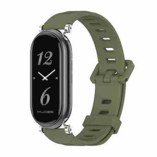 For Xiaomi Mi Band 8 / 9 / 9 NFC Mijobs GT4 Flat Hole Silicone Watch Band(Army Green Silver)